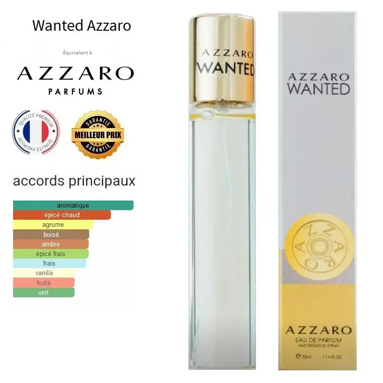 Wanted Riha de poche de qualité Française - Parfum 33ml - Livraison Maroc - Casa - Rabat - Marrakech - Tanger, Fès, Tétouan, Meknès