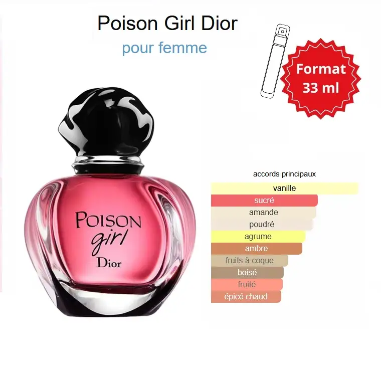 Parfum Poison Girl Dior Maroc format 33ml gourmand vanille